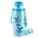 Hopop Insulated Stainless Steel Water Bottle for Kids | Double Walled Vacuum Insulated Steel | Thermosteel Hot and Cold Sipper Bottle with Carry Handle | Thermos Flask Kids Water bottle | 450ml |Green