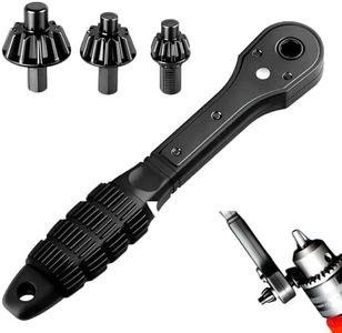 2 in 1 Drill Chuck Ratchet Spanner, Universal Double Head Chuck Key Replacement Tool for Drill, Compatible with Most Electric Drills and Power Tools (3 in 1)