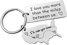 Xiahuyu Long Distance Relationship Gift Keychain I Love You More Than The Miles Between Us Keychain Going Away Gift Girlfriend Boyfriend Gifts Personalized Couples Jewelry Trucker Husband Dad Gifts