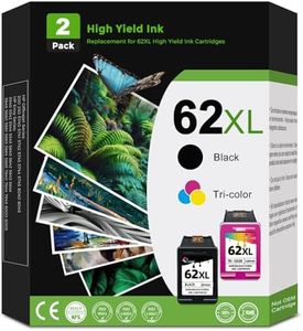 Ubinki 62XL Ink Cartridges Black Color Combo Pack Replacement for HP 62 hp62 XL 62XL for Envy 5540 5640 5660 7644 7645 OfficeJet 5740 8040 OfficeJet 200 250 Series Printer(1 Black, 1Tri-Color, 2-Pack)