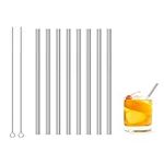 Kiemeu Short Metal Straws for Cocktails,Small Reusable Straws for Kids,Mini Cocktail Straws,Pack of 8