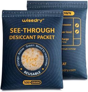 wisedry 2 x 500 Gram See-Through Silica Gel Packets, Color-Indicating Desiccant Packs for Storage, Reusable Gun Safe Dehumidifier, Rechargeable Car Dehumidifier Bag