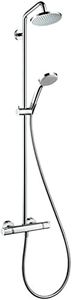 hansgrohe Croma - shower system with thermostat, rainfall shower head , hand shower, shower hose, shower rail and head shower (1 spray), chrome, 27135000