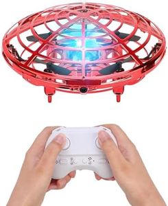 BlueFire Mini Drone for Kids, Hand-Controlled Flying Ball with Remote Control and RGB LED Lights, UFO Toy Portable Pocket Quadcopter Intelligence Sensor Aircraft Flying Toy for Boys/Girls(Red)