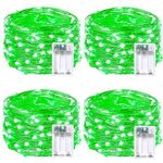 4-Pack 50 LED Fairy Lights Battery Operated with Timer, 16FT Waterproof Starry String Lights Outdoor Indoor Mini Twinkle Lights for Bedroom Home Wedding Birthday Halloween Parties Centerpiece (Green)