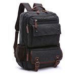 TELOSPORTS Laptop Backpack Vintage Canvas Travel Business College Casual Daypack Rucksack for Women Men Black