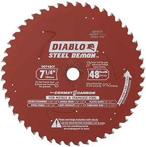 Diablo Freud DO748F Steel Demon 7 1/4 Inch 48-Tooth Titanium Carbide TCG Ferrous Metal Cutting Circular Saw Blade w/Perma Shield Non-Stick Coating and Laser Cut Stabilizing Vents