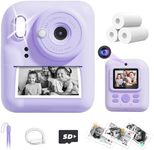 Kids Camera Instant Print, Upgrade Dual-Lens Selfie Digital Camera for Kids, Christmas Birthday Gifts Toys for Boys Girls Age 3-12, HD 1080P Toddler Portable Toy with SD Card 3 Rolls Print Paper