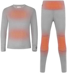 SAVIOR HEAT Heated Underwear for Men - 7.4V 3000mAh Rechargeable Heated Thermal Underwear Set Electric Long Johns Work 13H Grey