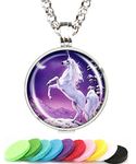 Aromatherapy Essential Oil Diffuser Necklace Horse Pattern Stainless Steel Locket Pendant (30MM Horse)