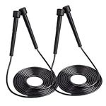 2Pack Speed Jump Rope for Men Women and Kids,Tangle Free Fast Skipping Rope Adjustable Length Solid PVC Skip Rope Speed Jumping Rope for Fitness Crossfit Exercise Workout Boxing MMA Gym