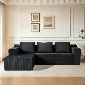 ANONER 103" Modular Sectional Sofa, L-Shaped Cloud Couch with Chaise, Corner Sofa with Deep Seat, Modern Minimalist Boneless Couch, Sectional Couches for Living Room, Apartment (Dark Grey)