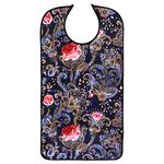 AIEX Adult Bibs Waterproof Dining Bibs Machine Washable Clothing Protectors with Crumb Catcher for Elderly Women (Floral Print Pattern)