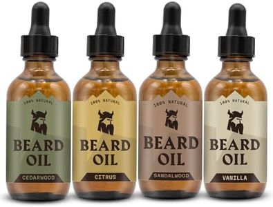 Striking Viking Beard Oil 4 Pack Softening & Conditioning Beard Oil For Men - Citrus Vanilla Sandalwood & Cedarwood Variety Scents - Enriched With Argan & Jojoba Oils - Scented Beard Oil - Beard Set