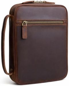 WSJSKMWQ Full Grain Leather Bible Cover, Large Study Bible Case Organizer