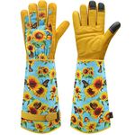 Gardening Gloves for Women and Men,Rose Pruning Gardening Gauntlet with Forearm Protection,Heavy Duty Thorn Proof Gardening Gloves,Leather Gardening Gloves for Weeding, Digging, Planting, Landscapin