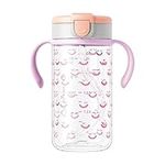 Evorie Tritan Toddler Sippy Cup with Silicone Straw, Spill-Proof Straw Water Bottle for Kids 1-4 Years Old, 300mL, Removable Handles, Ideal for School (Smiles)