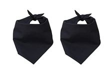 EechicSpace Plain Dog Bandana Blank Scarf Black Cotton for Small Medium Large Dogs 2 Pack