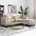 ADVWIN Sofa, 3-Seat Beige Fabric Sm