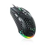 Aula Wired Gaming Mouse with Lightweight Honeycomb Shell, DPI 12800, RGB LED Mouse for Game and Office