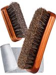 YoungJoy 3 Pieces Horsehair Shoe Polishing Dauber Kit Shine Brush Shoe Care Applicators, Wood Color, 7 x 3.9 x 2.3 inches