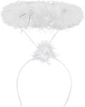 White Angel Halo for Halloween - Fluffy Halo Headband Angel Accessories for Christmas Nativity Halo Angel Headpiece - Adult Kids Angel Halo Headband Angel Halo Costume - Halo Headpiece Angel Costume