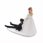 SCHOLMART Wedding Cake Toppers Bride and Groom Funny, Bride Dragging Groom Cake Topper, Cake Topper Wedding Bride and Groom, Wedding Cake Toppers Reluctant Groom Figurines (Reluctant Groom)