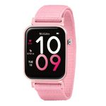 Tikkers Kids Series 13 Smart Watch with Fitness Tracker, Alarm Clock, Camera, GPS Connection, Heart Rate Monitor, Step Counter, Touch Screen, IP68, Pink Riptape Strap