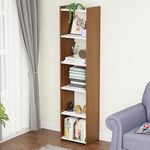 Lukzer: Elevate Your Space with a Stylish 5 Layer Dual Tone Bookshelf (MR-013,Pristine White & Elegant Oak Brown,24 X 33 X 140 CM)