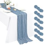 6 Pack Cheesecloth Table Runner, 10Ft Boho Gauze Table Runner 21×120 InchRustic Romantic Long Table Runner for Wedding Party Bridal Shower Thanksgiving Christmas Decoration(Dusty Blue)