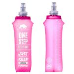 Bearactive Lightweight Running Water Bottle Soft Flask 500ml - TPU BPA Free Plastic, Leak Proof Foldable Water Bottle, Collapsible Water Bottle for Running Vests & Belts (Style 1-1pc 500ml, Pink)