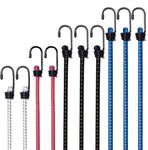 WeFine Pack of 10 Bungee Cords with Hooks Weatherproof & UV-Resistant Bungee Straps Heavy Duty Elastic Bungee Ropes for Caravan Camping RVs Trunks Luggage Racks