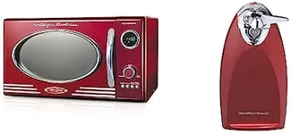 Nostalgia Retro Countertop Microwave Oven - Large 800-Watt - 0.9 cu ft - 12 Pre-Programmed Cooking Settings - Digital Clock & Hamilton Beach Electric Automatic Can Opener