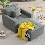 YODOLLA Single Sofa Bed Chair,3-in-1 Sleeper Chair Bed,Single Sofa Bed for Small Room,Convertible Sofa Chair Pull Out Adjustable Single Armchair Bed With Side Pocket, Dark Grey