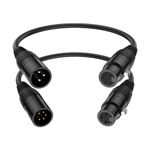 J&D XLR Cable, XLR Male 3 Pin to XLR Female 5 Pin & XLR Female 3 Pin to XLR Male 5 Pin Audio Cable, 2-Pack 5 Pin to 3 Pin DMX Lighting Cable, 30 cm