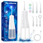 Water Flosser for Teeth Oral Irrigator: Water Dental Picks for Teeth Cleaning 310ML Tank 3 Modes 6 Jet Tips, Portable Water Flosser Cordless IPX7 Waterproof, Rechargeable Teeth Cleaner Pick for Home& Travel