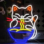 OYCGZV Cat Ramen Neon Light Sign - Colorful Lucky Cat Neon Sign for Wall Decor Noodles Neon Wall Light USB Led Sign for Resturant Home Bar Kitchen Dinning Room Shop Window - Gift for Friends