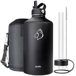 BUZIO Insulated Gallon Water Bottle with Straw Lid, 128oz Water Jug Stainless Steel Double Wall Hydro Jug 18/8 Food Grade Thermo Mug Keep Cold 48H & Hot 24H