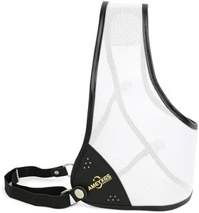 AMEYXGS Archery Chest Guard Cowhide Chest Protectors for RH Archer has S/M/L Size Black White Blue Colors (White, L)