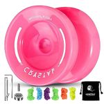 MAGICYOYO K2 Plus Crystal Responsive Yoyo for Kids, Dual Purpose Yo-yo for Beginner, Replacement Unresponsive Bearing for Intermediate Advanced, with 5 Yo-yo Strings, Bag, Bearing Remover (Pink)