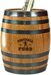 Thousand Oaks Barrel Co. Handmade Wooden Oak Barrel Adult Piggy Bank - Money Saver for Real Cash, Bills & Coins - Large 6.5 x 4.5 x 4.5 inches with 'Football Fund' Engraving - Piggy Banks for Adults