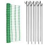 Green Barrier Mesh 80gsm Temporary Fence 1m x 15m & 10 Metal Fencing Pins