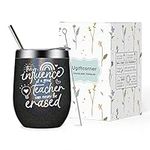 Ugiftcorner Teacher Gifts Teacher Appreciation Gifts for Women Men Thank You Gifts for Teacher Cup Christmas Thanksgiving Birthday Graduation Gifts for Teacher Wine Tumbler with Lid Straw Black 12 OZ