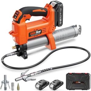 TaskStar 10000PSI Electric Grease Gun: Auto Grease Volume Control, 4.6 oz/min Battery Powered Cordless Grease Gun Kit with 2×2.0Ah Batteries, 3 Couplers - Efficient for Tractors, Trucks, and Machinery