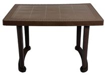 Esquire Trofi Plastic Dining Table Brown, 4 Seater Cane Matte Surface