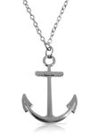 Uniqon Silver Color Unisex Fancy & Stylish Trending Stainless Steel Wind Pirate Plain Design Sea Anchor Punk Rock Hip Hop Locket Pendant Necklace With Clavicle Chain