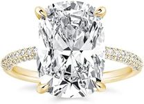 RODIFFY 4CT/7CT Elongated Cushion Cut Promise Ring for Women, Simulated Diamond Ring, 925 Sterling Silver 18K White Gold/Yellow Gold Plated Engagement Rings, 5.5, Metal, Cubic Zirconia