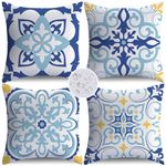 NIGHTWISH Outdoor Pillow Covers Set of 4 Waterproof Outdoor Decorative Throw Pillow Covers Boho Sofa Couch Cushion Cases for Patio Furniture Garden (18 x 18-Inch)