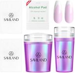 Saviland French Tip Nail Stamp – 14PCS Purple Radium Jelly Stamper Nail Art Stamper Kit, Long & Short Clear Silicone Nail Stamping with Scrapers Nail Stamp for French Manicure