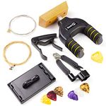 RockJam Universal Guitar Accessories Super-kit with Guitar Wall Mount, Electric Guitar Strings, Acoustic Guitar Strings, Guitar Tuner Multi-Tool, Guitar Capo, Guitar Plectrums & Guitar Pick Holder